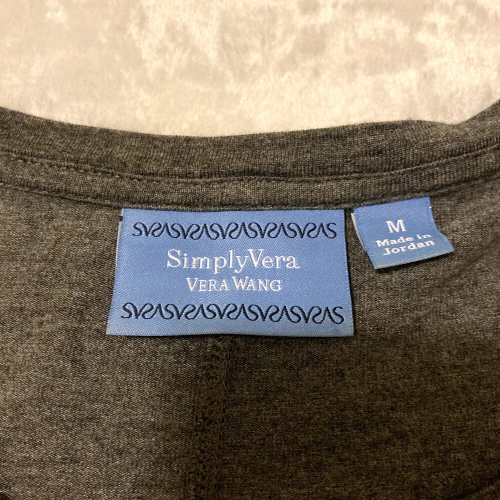 Simply Vera Vera Wang Womens Shirt Top Gray Size Medium Long Sleeve - Picture 2 of 6